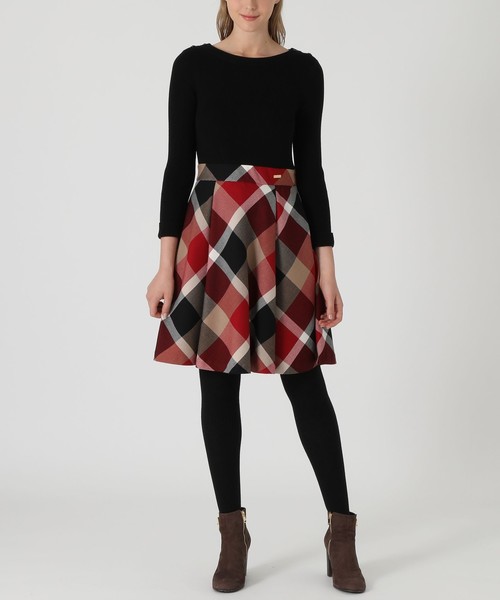 クレストブリッジチェックウールビエラコンビドレス ワンピース ワンピース Blue Blue ワンピース Label Crestbridge ブルーレーベルクレストブリッジ のファッション