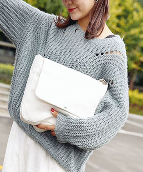 STYLEBLOCK（スタイルブロック）の「キャンバスショルダーバッグ（ショルダーバッグ・レディース・ホワイト/ブラック/イエロー・FREE）」の2枚目の写真