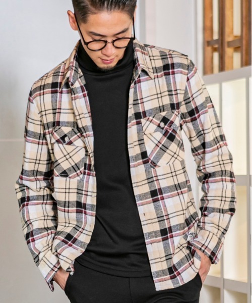 ADMIX/ATELIER SAB MEN（アドミックスアトリエサブメン）の「【no sweat×ADMIX/ATELIER SAB MEN コラボ】 ビエラ 起毛 長袖 チェック シャツ（シャツ/ブラウス・メンズ・ベージュ/レッド/ホワイト系その他/ホワイト系その他2/ブラック系その他/ブラック系その他2/ブルー系その他/ブラック系その他3/ブルー系その他2/ブルー系その他3・48/50/52）」の7枚目の写真
