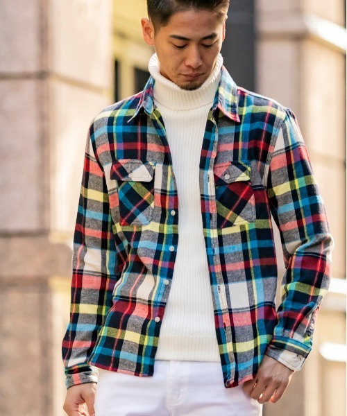 ADMIX/ATELIER SAB MEN（アドミックスアトリエサブメン）の「【no sweat×ADMIX/ATELIER SAB MEN コラボ】 ビエラ 起毛 長袖 チェック シャツ（シャツ/ブラウス・メンズ・ベージュ/レッド/ホワイト系その他/ホワイト系その他2/ブラック系その他/ブラック系その他2/ブルー系その他/ブラック系その他3/ブルー系その他2/ブルー系その他3・48/50/52）」の9枚目の写真