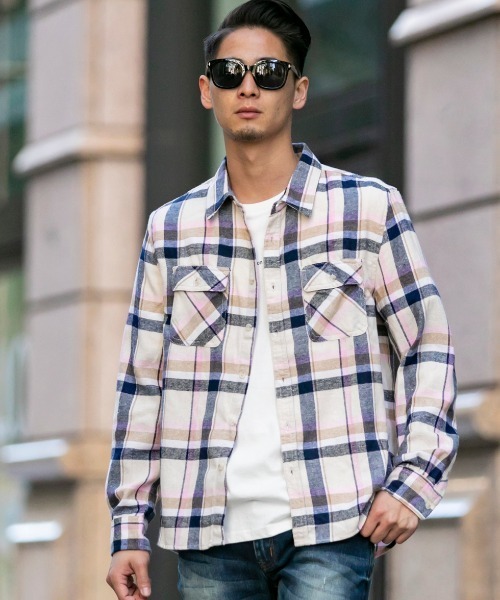 ADMIX/ATELIER SAB MEN（アドミックスアトリエサブメン）の「【no sweat×ADMIX/ATELIER SAB MEN コラボ】 ビエラ 起毛 長袖 チェック シャツ（シャツ/ブラウス・メンズ・ベージュ/レッド/ホワイト系その他/ホワイト系その他2/ブラック系その他/ブラック系その他2/ブルー系その他/ブラック系その他3/ブルー系その他2/ブルー系その他3・48/50/52）」の15枚目の写真