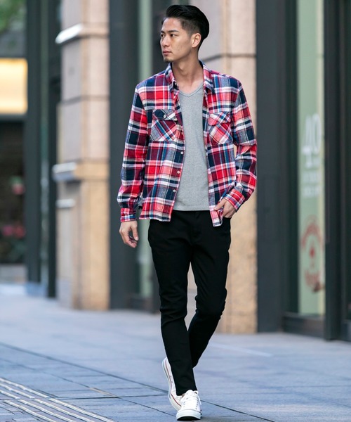 ADMIX/ATELIER SAB MEN（アドミックスアトリエサブメン）の「【no sweat×ADMIX/ATELIER SAB MEN コラボ】 ビエラ 起毛 長袖 チェック シャツ（シャツ/ブラウス・メンズ・ベージュ/レッド/ホワイト系その他/ホワイト系その他2/ブラック系その他/ブラック系その他2/ブルー系その他/ブラック系その他3/ブルー系その他2/ブルー系その他3・48/50/52）」の14枚目の写真