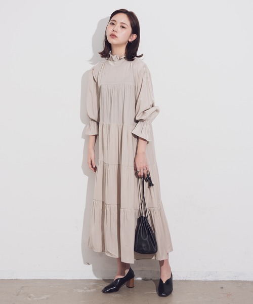 Aunt Marie's（アントマリーズ）の「AUNT MARIE'S ハイネックフリルロングワンピース（ワンピース・レディース・ブラック/グリーン/ホワイト/ベージュ・FREE）」の18枚目の写真