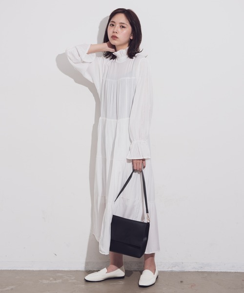 Aunt Marie's（アントマリーズ）の「AUNT MARIE'S ハイネックフリルロングワンピース（ワンピース・レディース・ブラック/グリーン/ホワイト/ベージュ・FREE）」の7枚目の写真