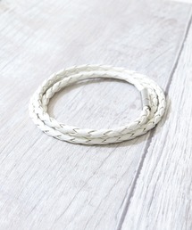 florist | 【3way】編み込みレザーブレス/アンクレット/ネックレス メンズ/レディース兼用(バングル/リストバンド)