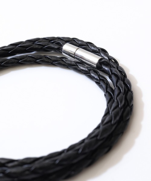 florist（フローリスト）の「【3way】編み込みレザーブレス/アンクレット/ネックレス　メンズ/レディース兼用（バングル/リストバンド・レディース・ブラック/ホワイト/ブラウン・FREE）」の10枚目の写真