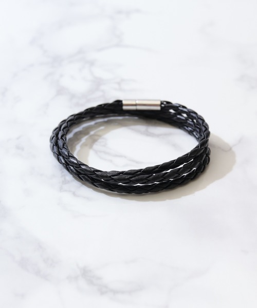 florist（フローリスト）の「【3way】編み込みレザーブレス/アンクレット/ネックレス　メンズ/レディース兼用（バングル/リストバンド・レディース・ブラック/ホワイト/ブラウン・FREE）」の5枚目の写真