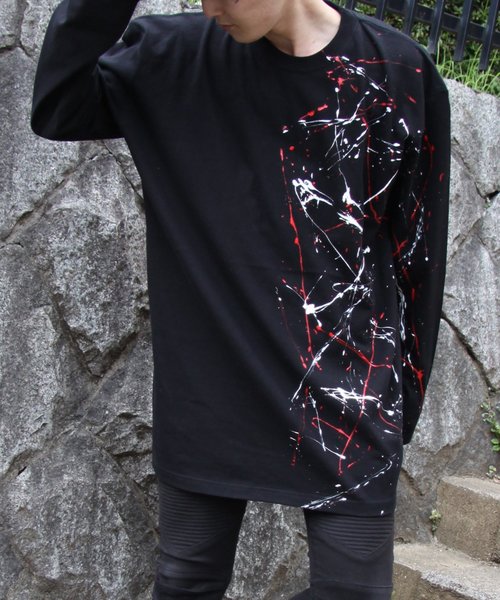 NO ID.（ノーアイディ）の「切替ペイントロンT（Tシャツ/カットソー・メンズ・ブラック・ONE SIZE）」の2枚目の写真