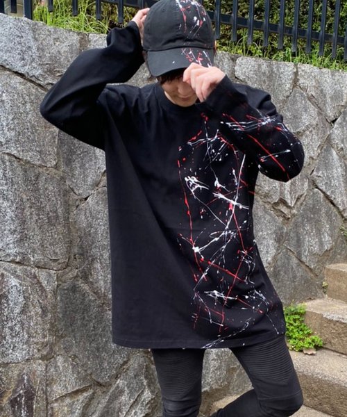 NO ID.（ノーアイディ）の「切替ペイントロンT（Tシャツ/カットソー・メンズ・ブラック・ONE SIZE）」の3枚目の写真