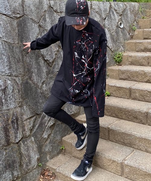 NO ID.（ノーアイディ）の「切替ペイントロンT（Tシャツ/カットソー・メンズ・ブラック・ONE SIZE）」の4枚目の写真