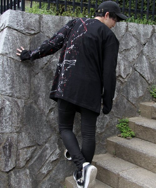 NO ID.（ノーアイディ）の「切替ペイントロンT（Tシャツ/カットソー・メンズ・ブラック・ONE SIZE）」の5枚目の写真