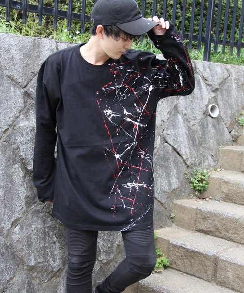 NO ID.（ノーアイディ）の「切替ペイントロンT（Tシャツ/カットソー・メンズ・ブラック・ONE SIZE）」の6枚目の写真