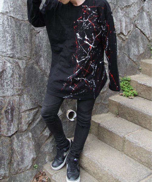 NO ID.（ノーアイディ）の「切替ペイントロンT（Tシャツ/カットソー・メンズ・ブラック・ONE SIZE）」の10枚目の写真