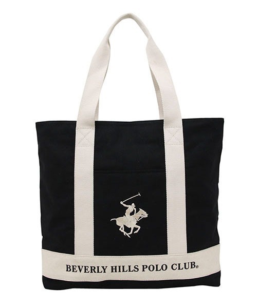 BEVERLY HILLS POLO CLUB(ビバリーヒルズポロクラブ)の「【Beverly Hills Polo Club/ビバリーヒルズポロクラブ】ポニー刺繍キャンバストートバッグ(トートバッグ・レディース・ブラック/ネイビー/ホワイト系その他/ホワイト系その他2/グレー/ホワイト系その他3・FREE)」の4枚目の写真