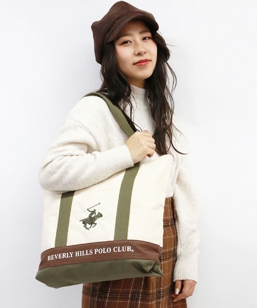 BEVERLY HILLS POLO CLUB(ビバリーヒルズポロクラブ)の「【Beverly Hills Polo Club/ビバリーヒルズポロクラブ】ポニー刺繍キャンバストートバッグ(トートバッグ・レディース・ブラック/ネイビー/ホワイト系その他/ホワイト系その他2/グレー/ホワイト系その他3・FREE)」の7枚目の写真