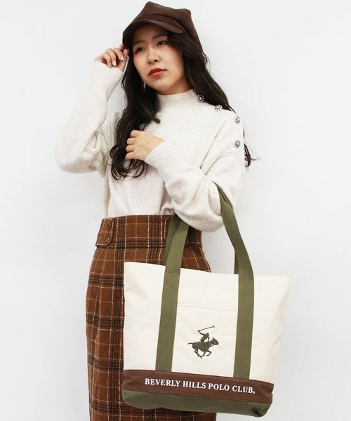 BEVERLY HILLS POLO CLUB(ビバリーヒルズポロクラブ)の「【Beverly Hills Polo Club/ビバリーヒルズポロクラブ】ポニー刺繍キャンバストートバッグ(トートバッグ・レディース・ブラック/ネイビー/ホワイト系その他/ホワイト系その他2/グレー/ホワイト系その他3・FREE)」の8枚目の写真