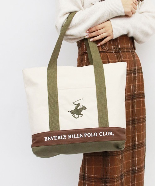 BEVERLY HILLS POLO CLUB(ビバリーヒルズポロクラブ)の「【Beverly Hills Polo Club/ビバリーヒルズポロクラブ】ポニー刺繍キャンバストートバッグ(トートバッグ・レディース・ブラック/ネイビー/ホワイト系その他/ホワイト系その他2/グレー/ホワイト系その他3・FREE)」の9枚目の写真
