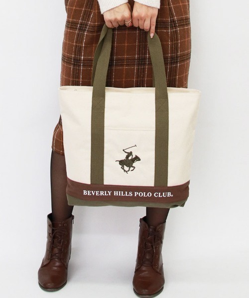 BEVERLY HILLS POLO CLUB(ビバリーヒルズポロクラブ)の「【Beverly Hills Polo Club/ビバリーヒルズポロクラブ】ポニー刺繍キャンバストートバッグ(トートバッグ・レディース・ブラック/ネイビー/ホワイト系その他/ホワイト系その他2/グレー/ホワイト系その他3・FREE)」の10枚目の写真