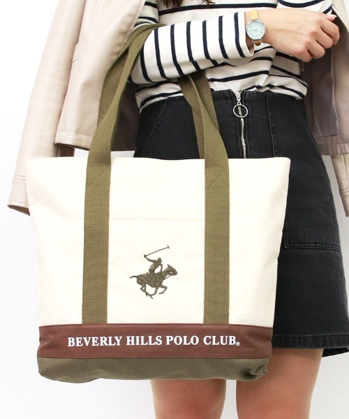 BEVERLY HILLS POLO CLUB(ビバリーヒルズポロクラブ)の「【Beverly Hills Polo Club/ビバリーヒルズポロクラブ】ポニー刺繍キャンバストートバッグ(トートバッグ・レディース・ブラック/ネイビー/ホワイト系その他/ホワイト系その他2/グレー/ホワイト系その他3・FREE)」の12枚目の写真