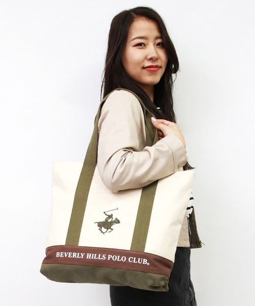 BEVERLY HILLS POLO CLUB(ビバリーヒルズポロクラブ)の「【Beverly Hills Polo Club/ビバリーヒルズポロクラブ】ポニー刺繍キャンバストートバッグ(トートバッグ・レディース・ブラック/ネイビー/ホワイト系その他/ホワイト系その他2/グレー/ホワイト系その他3・FREE)」の13枚目の写真