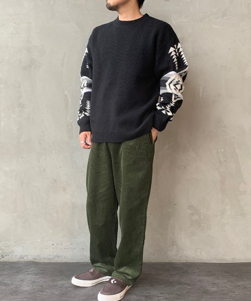 ニット セーター pendleton ニット 美品　ブラック 70s USA製 PENDLETON ネイティブ柄セーター 総柄ニット 黒 L