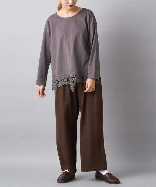 PUAL CE CIN(ピュアルセシン)の「裾レースロングスリーブ(Tシャツ/カットソー・レディース・ライトベージュ/グレー/ブラック・FREE)」の14枚目の写真