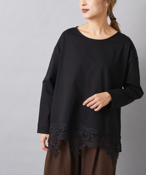 PUAL CE CIN(ピュアルセシン)の「裾レースロングスリーブ(Tシャツ/カットソー・レディース・ライトベージュ/グレー/ブラック・FREE)」の22枚目の写真