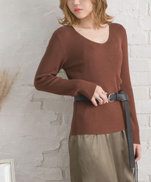 ウォッシャブル選べるネックリブニット