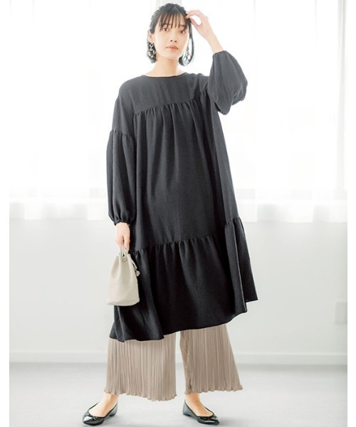 GeeRA(ジーラ)の「ティアード切替チュニックワンピース(チュニック・レディース・ブラック/グリーン・X-LARGE/M/L)」の6枚目の写真