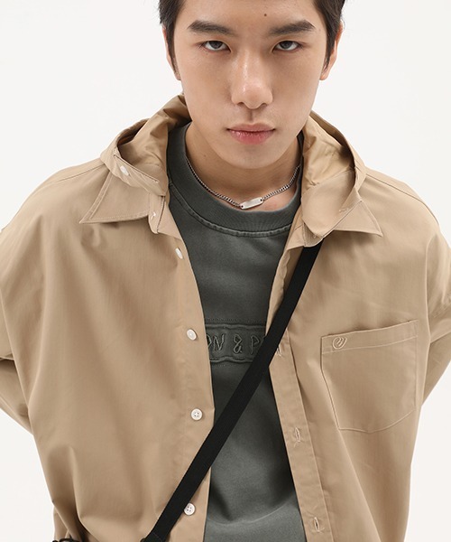 MASONPRINCE(メイソンプリンス)の「【MASONPRINCE】Trichromatic hoodie pockets shirt CS0956(シャツ/ブラウス・メンズ・ブラック/ホワイト/ベージュ・L/S/M)」の6枚目の写真