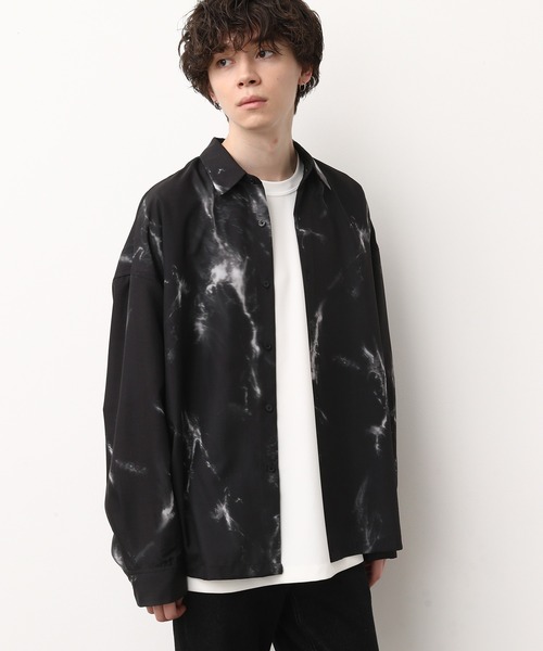 JUNRED（ジュンレッド）の「マーブル柄ルーズシャツ（シャツ/ブラウス・メンズ・ホワイト/ブラック・S/M/L）」の2枚目の写真