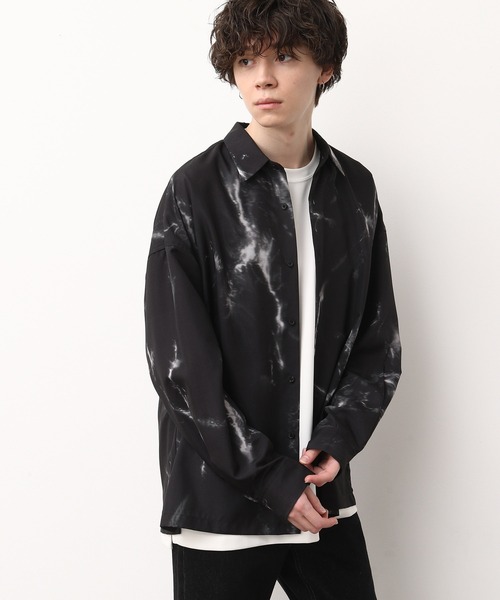 JUNRED（ジュンレッド）の「マーブル柄ルーズシャツ（シャツ/ブラウス・メンズ・ホワイト/ブラック・S/M/L）」の3枚目の写真