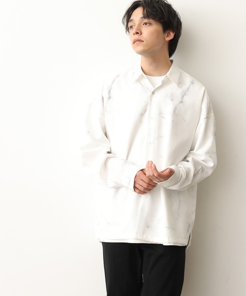 JUNRED（ジュンレッド）の「マーブル柄ルーズシャツ（シャツ/ブラウス・メンズ・ホワイト/ブラック・S/M/L）」の5枚目の写真