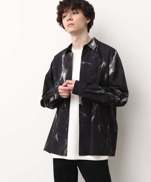 JUNRED（ジュンレッド）の「マーブル柄ルーズシャツ（シャツ/ブラウス・メンズ・ホワイト/ブラック・S/M/L）」の7枚目の写真