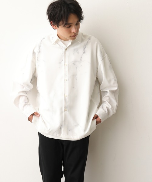 JUNRED（ジュンレッド）の「マーブル柄ルーズシャツ（シャツ/ブラウス・メンズ・ホワイト/ブラック・S/M/L）」の9枚目の写真