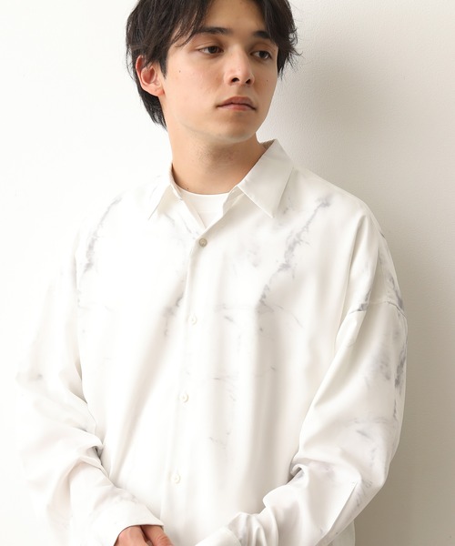 JUNRED（ジュンレッド）の「マーブル柄ルーズシャツ（シャツ/ブラウス・メンズ・ホワイト/ブラック・S/M/L）」の6枚目の写真