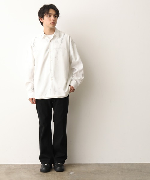 JUNRED（ジュンレッド）の「マーブル柄ルーズシャツ（シャツ/ブラウス・メンズ・ホワイト/ブラック・S/M/L）」の11枚目の写真