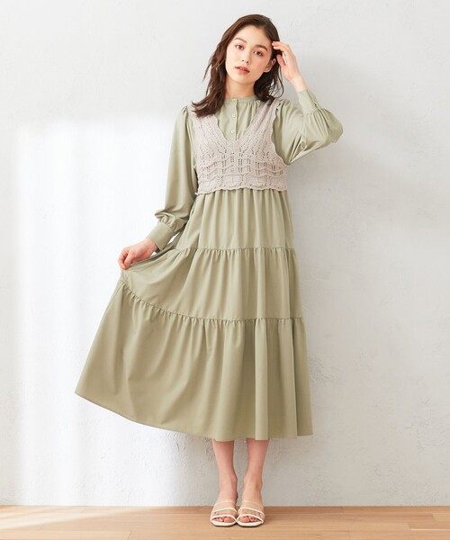 セール ネット限定短納期 ドレス セットアイテム ニットジレ ニットジレ Feroux フェルゥ のドレス ワンピース ドレス Feroux フェルゥ のファッション