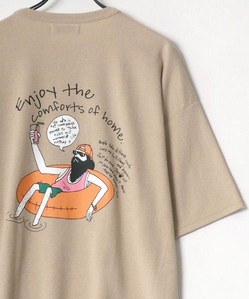Lazar(ラザル)の「バックプリント Surf & Street イラスト グラフィック ポンチ オーバーサイズ Tシャツ(Tシャツ/カットソー・メンズ・ホワイト/ベージュ/パープル/ピンク/ターコイズブルー/ホワイト系その他/ホワイト系その他2/ホワイト系その他3・M/L)」の6枚目の写真