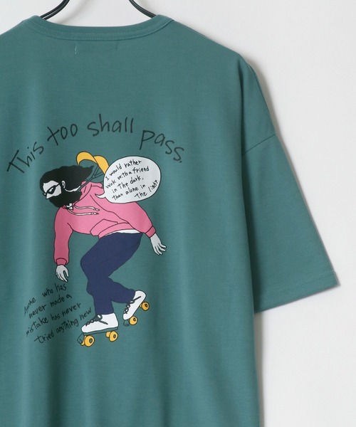 Lazar(ラザル)の「バックプリント Surf & Street イラスト グラフィック ポンチ オーバーサイズ Tシャツ(Tシャツ/カットソー・メンズ・ホワイト/ベージュ/パープル/ピンク/ターコイズブルー/ホワイト系その他/ホワイト系その他2/ホワイト系その他3・M/L)」の7枚目の写真