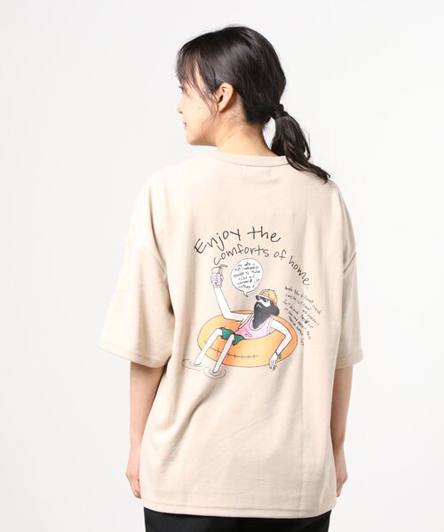 Lazar(ラザル)の「バックプリント Surf & Street イラスト グラフィック ポンチ オーバーサイズ Tシャツ(Tシャツ/カットソー・メンズ・ホワイト/ベージュ/パープル/ピンク/ターコイズブルー/ホワイト系その他/ホワイト系その他2/ホワイト系その他3・M/L)」の18枚目の写真