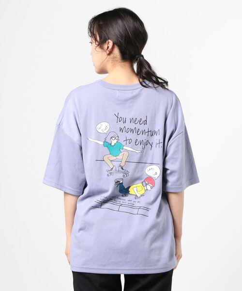 Lazar(ラザル)の「バックプリント Surf & Street イラスト グラフィック ポンチ オーバーサイズ Tシャツ(Tシャツ/カットソー・メンズ・ホワイト/ベージュ/パープル/ピンク/ターコイズブルー/ホワイト系その他/ホワイト系その他2/ホワイト系その他3・M/L)」の20枚目の写真