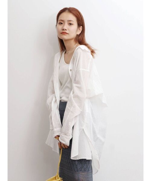 Ungrid（アングリッド）の「シアールーズシャツ（シャツ/ブラウス・レディース・オフホワイト/オレンジ/ミント/ヘザーグレー・FREE）」の2枚目の写真