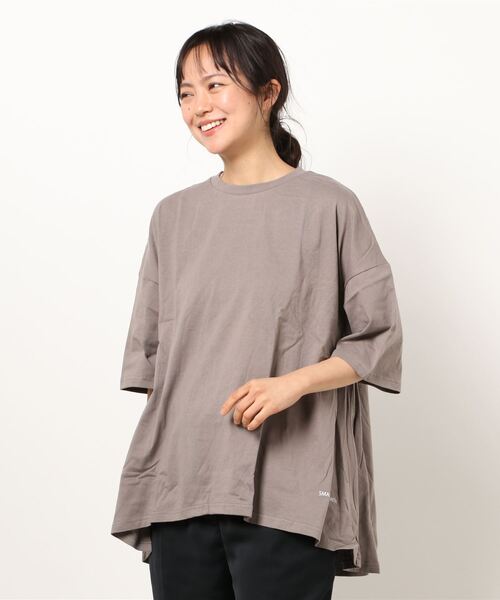 NHT（エヌエイチティー）の「エヌエイチティー ギャザービックＴシャツ（大人）（Tシャツ/カットソー・レディース・ベージュ/チャコールグレー・F）」の2枚目の写真