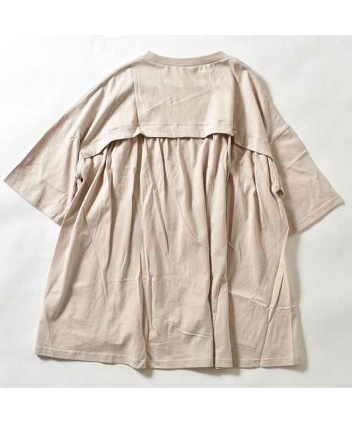 NHT（エヌエイチティー）の「エヌエイチティー ギャザービックＴシャツ（大人）（Tシャツ/カットソー・レディース・ベージュ/チャコールグレー・F）」の8枚目の写真