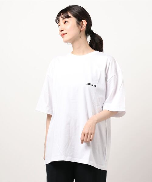 EDWIN（エドウィン）の「EDWIN x ニシクボサユリ アーティストコラボTシャツ（Tシャツ/カットソー・レディース・ホワイト/ブラック/ホワイト系その他/グレイッシュブルー・MEDIUM/LARGE/X-LARGE）」の14枚目の写真