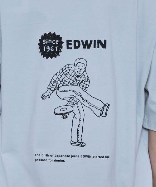 EDWIN（エドウィン）の「EDWIN x ニシクボサユリ アーティストコラボTシャツ（Tシャツ/カットソー・レディース・ホワイト/ブラック/ホワイト系その他/グレイッシュブルー・MEDIUM/LARGE/X-LARGE）」の16枚目の写真