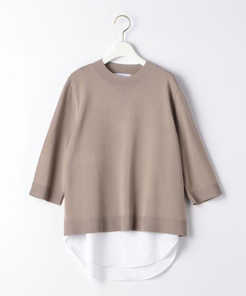 green label relaxing（グリーンレーベルリラクシング）の「FFC レイヤードライク ショートスリーブ プルオーバー ニット（ニット/セーター・レディース・ライム/ネイビー/ベージュ・FREE）」の9枚目の写真