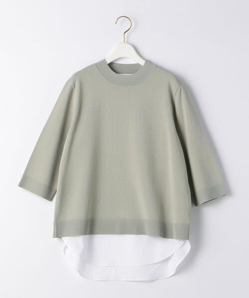 green label relaxing（グリーンレーベルリラクシング）の「FFC レイヤードライク ショートスリーブ プルオーバー ニット（ニット/セーター・レディース・ライム/ネイビー/ベージュ・FREE）」の17枚目の写真