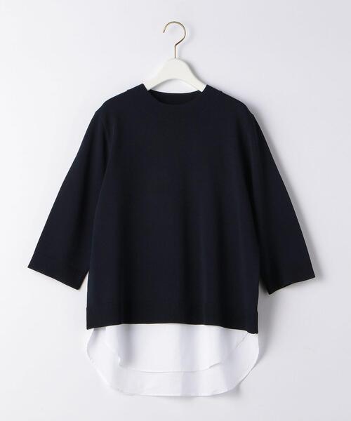 green label relaxing（グリーンレーベルリラクシング）の「FFC レイヤードライク ショートスリーブ プルオーバー ニット（ニット/セーター・レディース・ライム/ネイビー/ベージュ・FREE）」の19枚目の写真